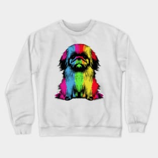 Cute Pekingese Stencil Illustration Crewneck Sweatshirt